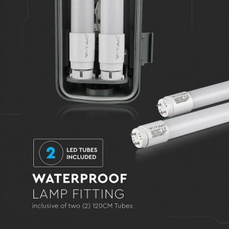 V-TAC Sada LED vodotěsné svítidlo IP65 trubice 2 x 22W  4000K denní bílá