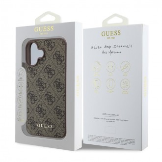 Guess 4G Charm Zadní Kryt pro iPhone 16 Tone on Tone Brown
