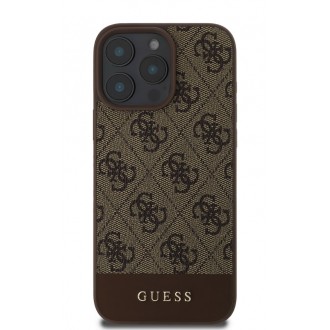 Guess PU 4G Stripe Zadní Kryt pro iPhone 16 Pro Brown