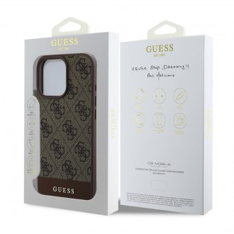 Guess PU 4G Stripe Zadní Kryt pro iPhone 16 Pro Brown