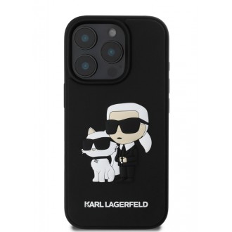 Karl Lagerfeld 3D Rubber Karl and Choupette Zadní Kryt pro iPhone 16 Pro Black