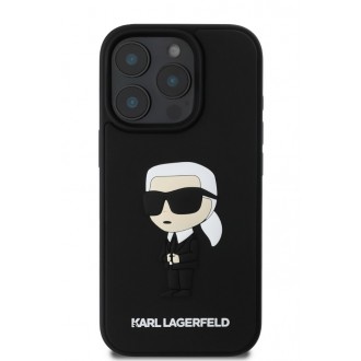 Karl Lagerfeld 3D Rubber Ikonik Zadní Kryt pro iPhone 16 Pro Black