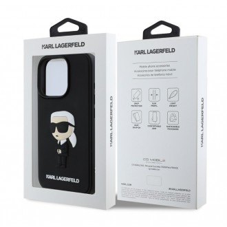 Karl Lagerfeld 3D Rubber Ikonik Zadní Kryt pro iPhone 16 Pro Black