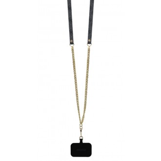Guess PU 4G Strass Triangle Metal Logo Zadní Kryt + Crossbody Popruh pro iPhone 16 Black