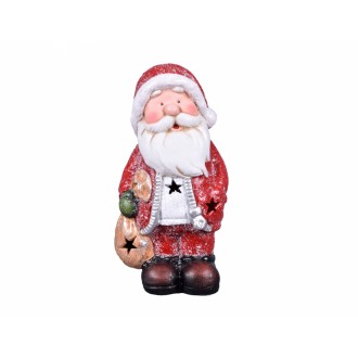 Santa Claus s pytlem LED terakotový 12x10x24cm