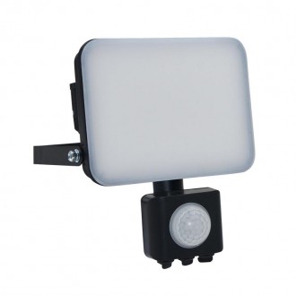 NEDES - Venkovní černý LED reflektor s PIR senzorem 30W / 4000K - LF7023S