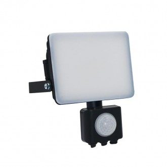 NEDES - Venkovní černý LED reflektor s PIR senzorem 20W / 4000K - LF7022S