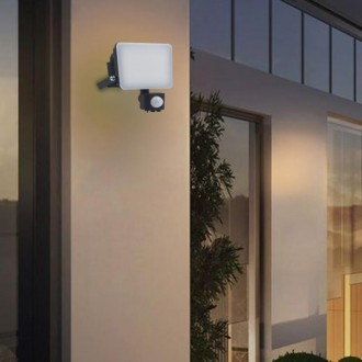 NEDES - Venkovní černý LED reflektor s PIR senzorem 10W / 4000K - LF7021S