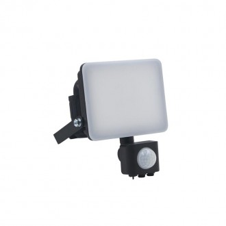 NEDES - Venkovní černý LED reflektor s PIR senzorem 10W / 4000K - LF7021S