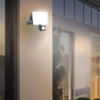NEDES - Venkovní černý LED reflektor s PIR senzorem 10W / 4000K - LF7021S