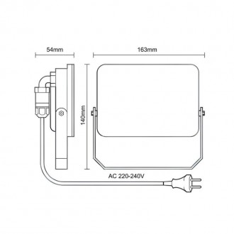 NEDES - Venkovní černý LED reflektor 30W / 4000K - LF7023