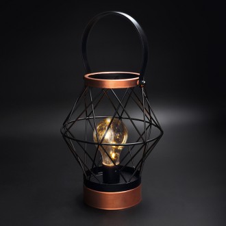 Solight kovová lucerna se žárovkou s micro LED, teplá bílá, 3xAA, 20cm