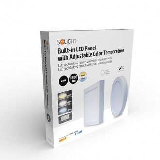 Solight LED mini panel CCT, přisazený, 24W, 1800lm, 3000K, 4000K, 6000K, kulatý Stupeň krytí (IP): IP20