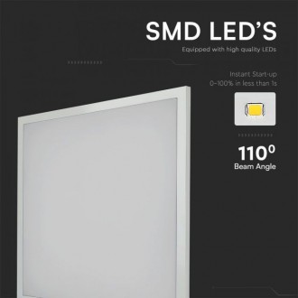 V-TAC LED panel 36W 6500K 2X1 60X60cm přisazený, čvercový, bílý Barevná teplota (К): Studená bílá 6400K VT-6139