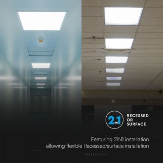 V-TAC LED panel 36W 6500K 2X1 60X60cm přisazený, čvercový, bílý Barevná teplota (К): Studená bílá 6400K VT-6139