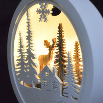 Solight LED dekorace závěsná, les a jelen, bílá a hnědá, 2x AAA Stupeň krytí (IP): IP20