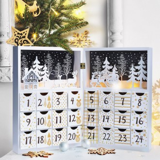 Solight LED adventní kalendář - kniha, 8x LED, 40x30cm, 2x AAA Stupeň krytí (IP): IP20