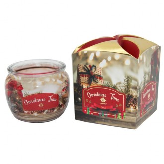 Arome Svíčka ve skle 90g s květinový box Christmas Time