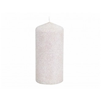 Svíčka CRISTALL VÁLEC vánoční glitr d6x13cm bílá