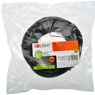 Solight flexo šňůra, 5m, 3 x 2.5mm2, gumová H07RN-F3, černá Stupeň krytí (IP): IP44