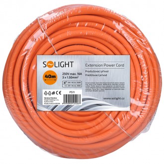 Solight prodlužovací přívod - spojka, 1 zásuvka, 40 m, 3 x 1,5mm2, oranžová Stupeň krytí (IP): IP20