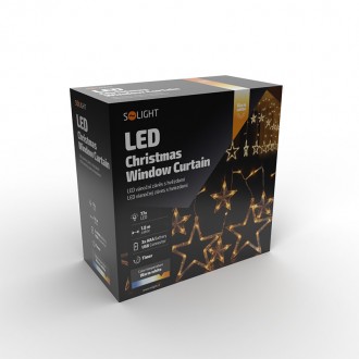 Solight LED vánoční závěs, hvězdy, šíře 1,8m, 77LED, IP20, 3xAA, USB Stupeň krytí (IP): IP20
