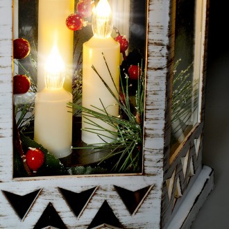 Solight LED vánoční lucerna bílá, 33cm, 3x LED svíčka, 3x AAA Stupeň krytí (IP): IP20