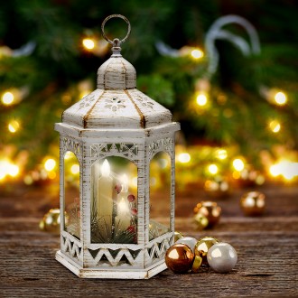 Solight LED vánoční lucerna bílá, 33cm, 3x LED svíčka, 3x AAA Stupeň krytí (IP): IP20
