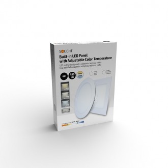 Solight LED mini panel CCT, podhledový, 6W, 450lm, 3000K, 4000K, 6000K, kulatý Barevná teplota (К): 3000-6000 K, Stupeň krytí (IP): IP20