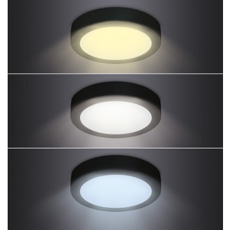 Solight LED mini panel CCT, přisazený, 12W, 900lm, 3000K, 4000K, 6000K, kulatý, černá barva Barevná teplota (К): 3000-6000 K, Stupeň krytí (IP): IP20