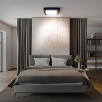 Solight LED mini panel CCT, přisazený, 18W, 1530lm, 3000K, 4000K, 6000K, čtvercový, černá barva Barevná teplota (К): 3000-6000 K, Stupeň krytí (IP): IP20