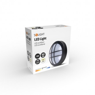 Solight LED venkovní osvětlení kulaté s mřížkou, 13W, 910lm, 4000K, IP65, 17cm, černá Barevná teplota (К): 4000 K, Stupeň krytí (IP): IP65+