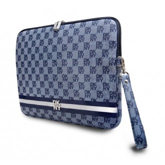 DKNY PU Leather Checkered Pattern and Stripe Obal na Notebook 13/14" - modrá