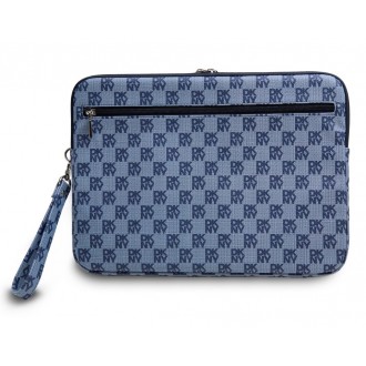 DKNY PU Leather Checkered Pattern and Stripe Obal na Notebook 13/14" - modrá