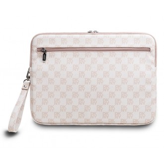 DKNY PU Leather Checkered Pattern and Stripe Obal na Notebook 13/14" - růžová