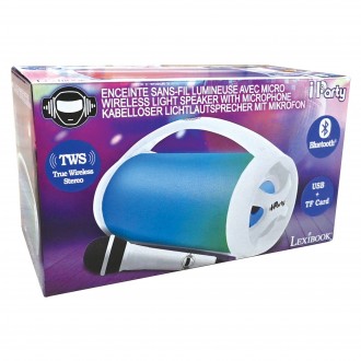 Přenosný reproduktor iParty Boombox s mikrofonem a světelnými efekty