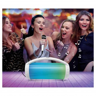 Přenosný reproduktor iParty Boombox s mikrofonem a světelnými efekty