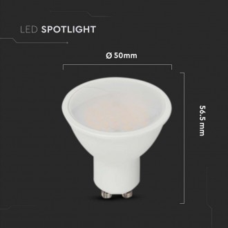 V-TAC LED žárovka SAMSUNG Čip GU10 4,5W hladký plast 110°D 4000K