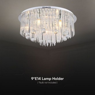 V-TAC LED designové stropní křišťálové svítidlo D600 9xE14 chrom