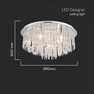 V-TAC LED designové stropní křišťálové svítidlo D600 9xE14 chrom