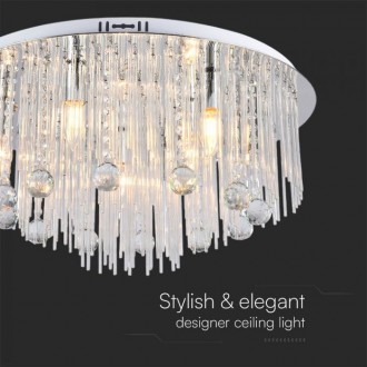 V-TAC LED designové stropní křišťálové svítidlo D600 9xE14 chrom