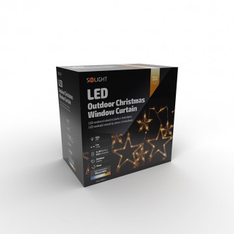 Solight LED venkovní vánoční závěs, hvězdy, šíře 3m, 123LED, IP44, 3xAA, teplá bílá Stupeň krytí (IP): IP44