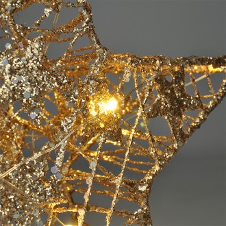Solight vánoční hvězda glitter, zlatá, kovová, 14x LED, 2x AA Stupeň krytí (IP): IP44
