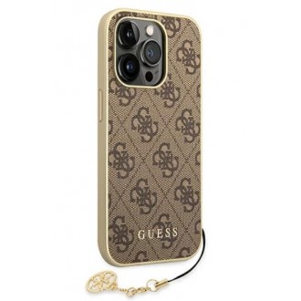 Guess 4G Charms Zadní Kryt pro iPhone 14 Pro Brown