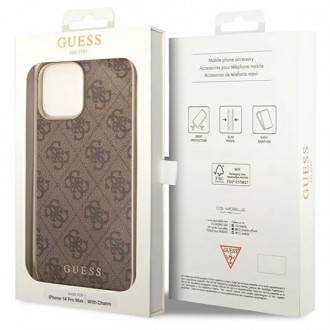 Guess 4G Charms Zadní Kryt pro iPhone 14 Pro Brown