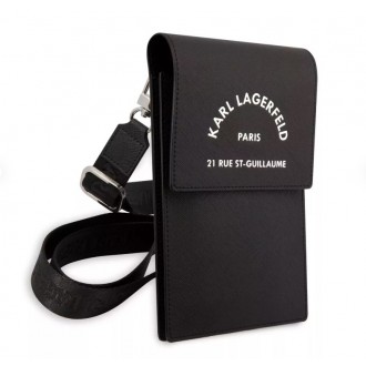 Karl Lagerfeld Saffiano Rue Saint Guillaume Wallet Phone Bag Black