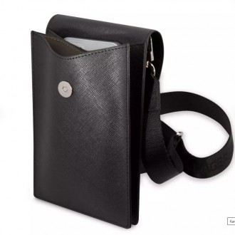 Karl Lagerfeld Saffiano Rue Saint Guillaume Wallet Phone Bag Black
