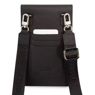 Karl Lagerfeld Saffiano Rue Saint Guillaume Wallet Phone Bag Black