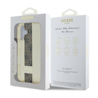 Guess IML Middle 4G Stripe Zadní Kryt pro iPhone 16 Brown