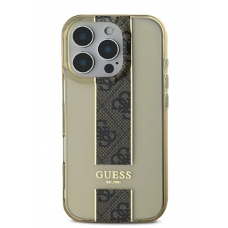 Guess IML Middle 4G Stripe Zadní Kryt pro iPhone 16 Pro Brown